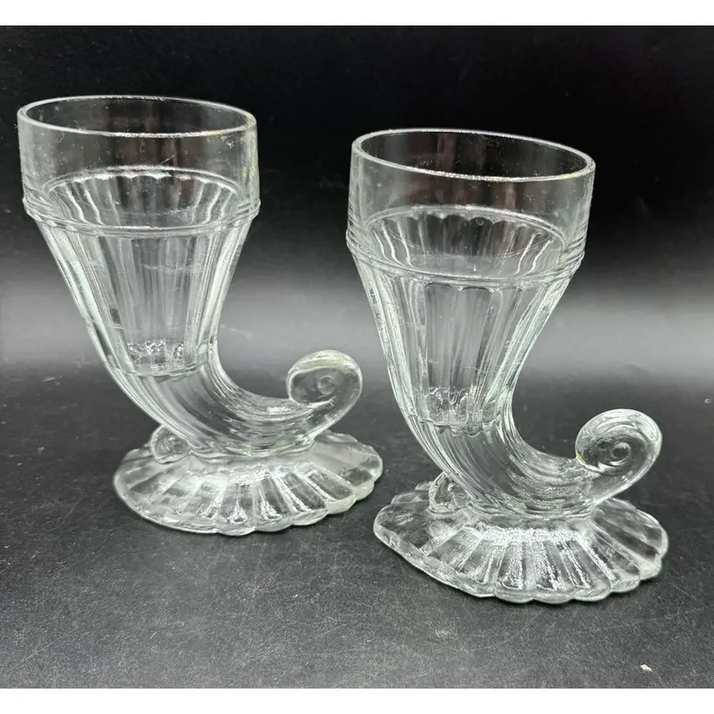 Set of 2 Jeannette Glass Cornucopia 